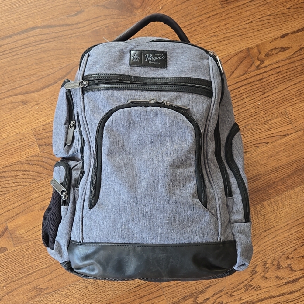 Original Penguin Gray & Black Laptop Shoulder Work School Backpack